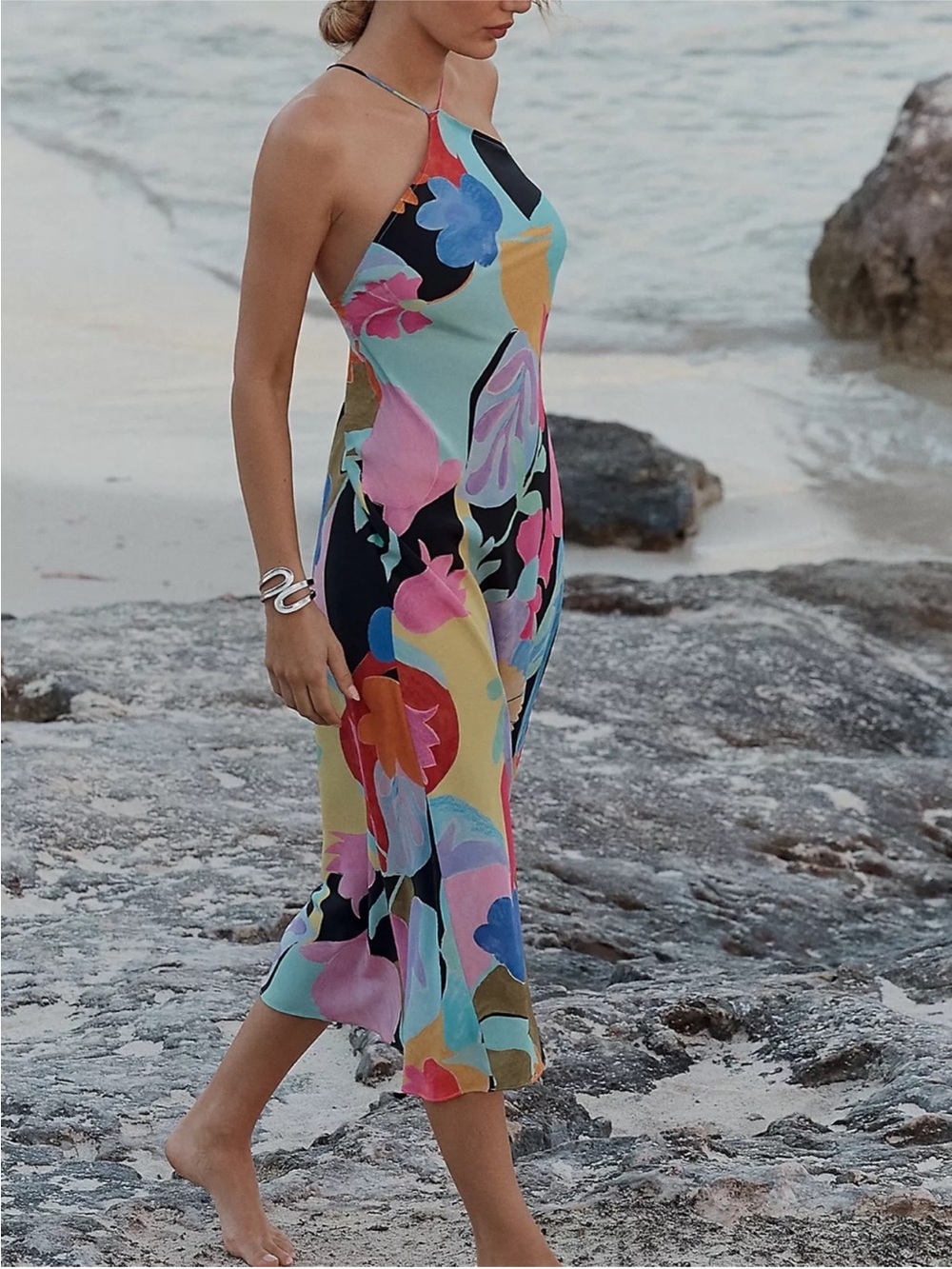 RIXO Hayley Silk Slip Midi Dress